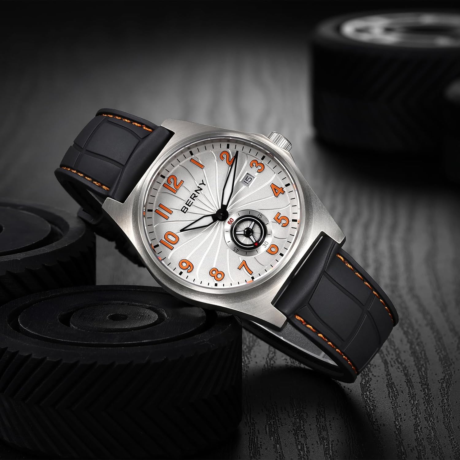 BERNY Automatic Titanium Watch for Men 100M Waterproof Fashion Men's Watch Super Luminous Male Analog Mechanical Wrist Watch, AR Sapphire Glass Small Seconds Sub-dial Date Calender Birthday Present - Image 7