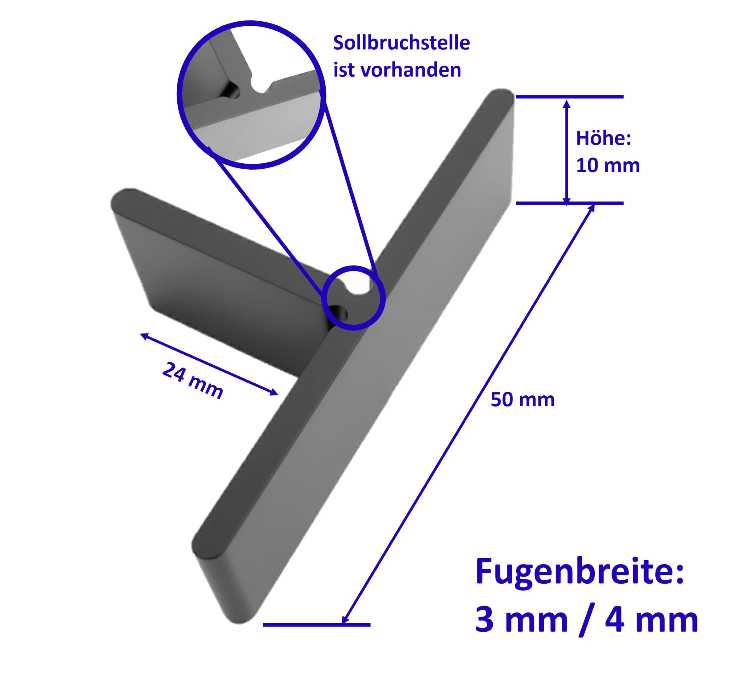 Fugenkreuze T-Stück 3 mm oder 4 mm Fugenbreite Steghöhe 10 mm für Terrassenplatten Bodenplatten Fliesen (800 Stk., 4 mm)