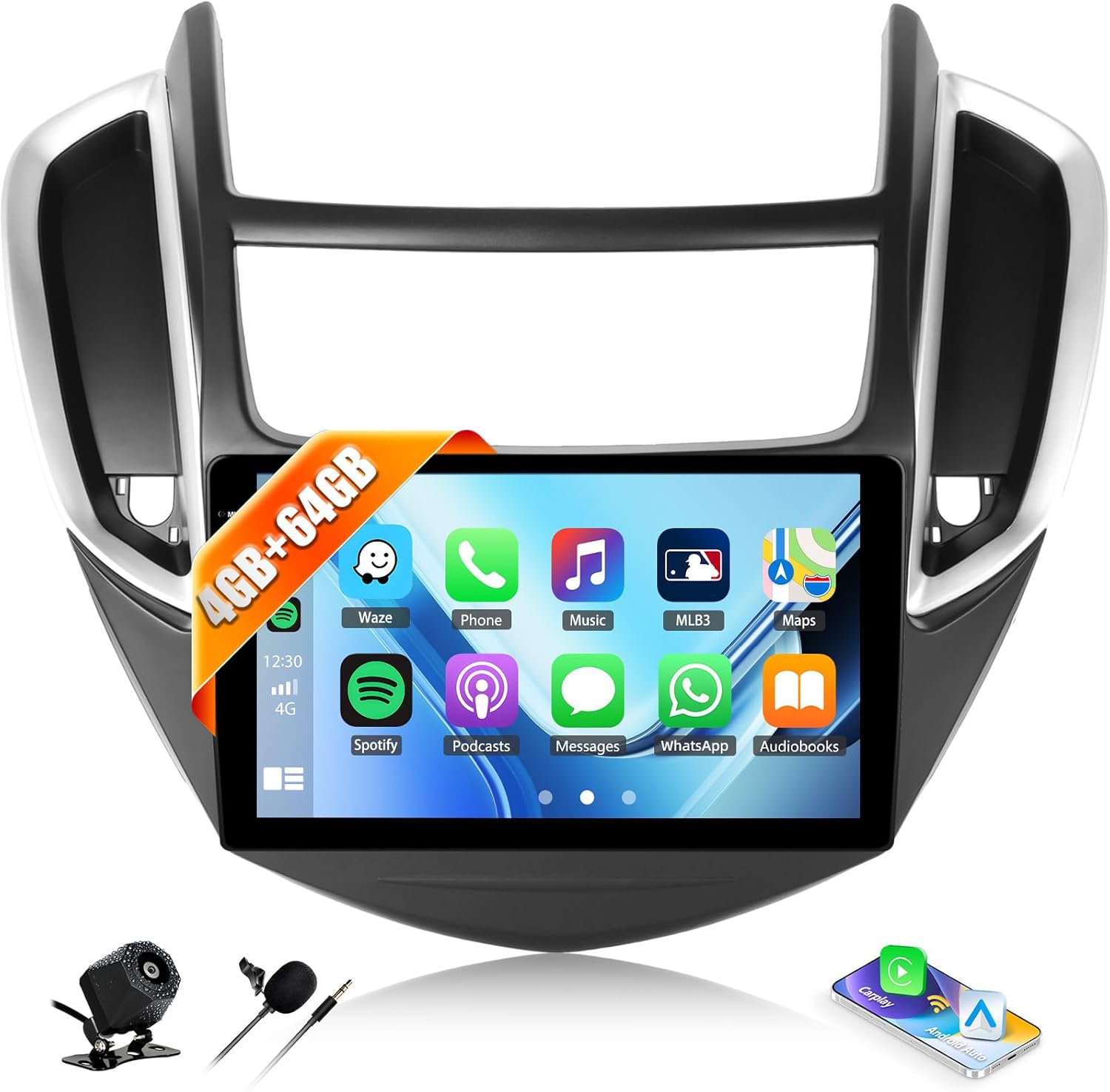 UNITOPSCI 4+64G Android 15 Car Stereo Radio for Chevrolet Chevy Trax 2014 2015 2016 with Wireless Carplay Android Auto, 9’’ IPS Touchscreen Bluetooth5.0 GPS WiFi EQ DSP FM/RDS SWC AHD Rear Camera