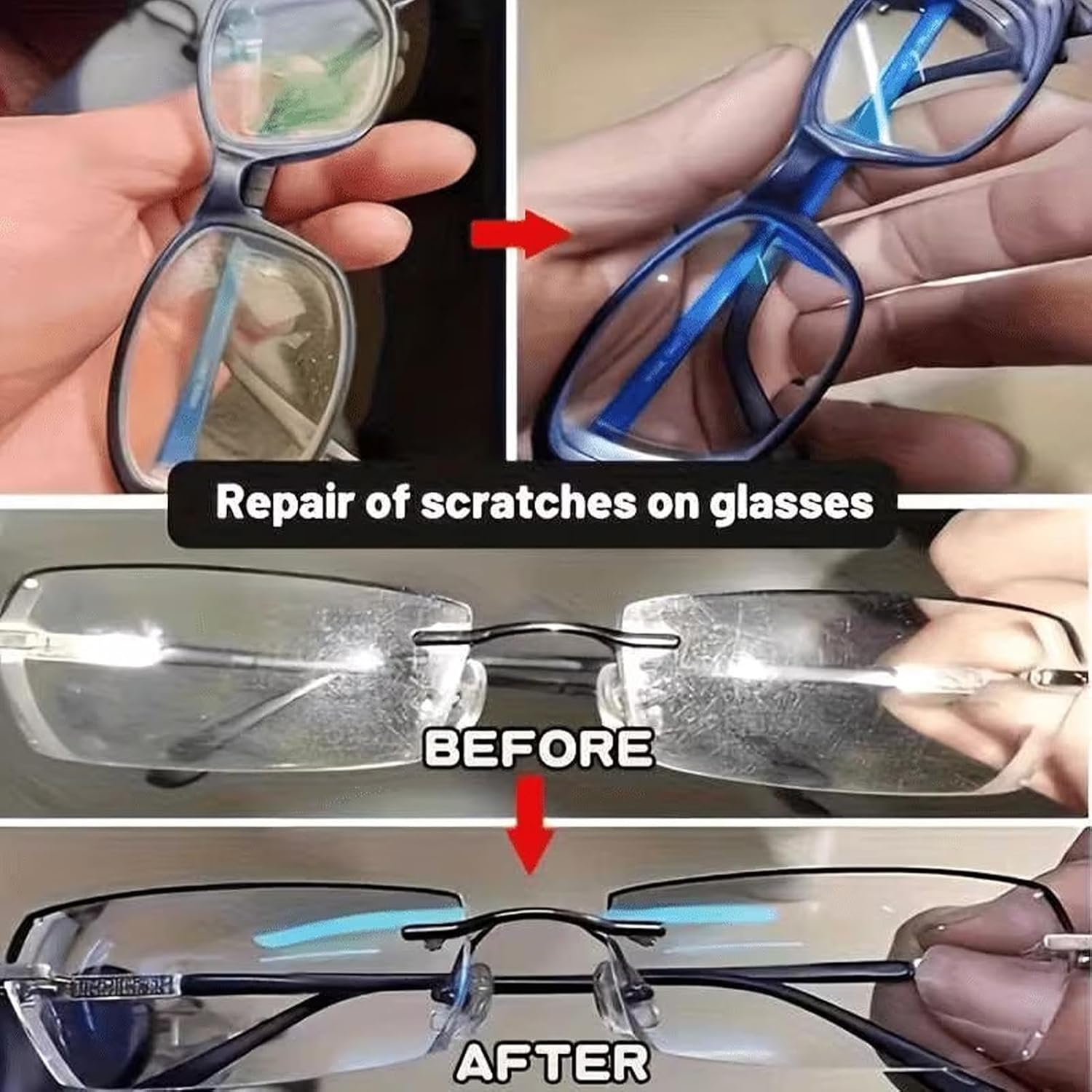 Sunglasses Scratch Remover Set, Eyewear Repair Cleaning System, 38g Glass Lens Scratch Removal Cream with Lightweight Sturdy Compact Build Design for Daily Lens Care Use