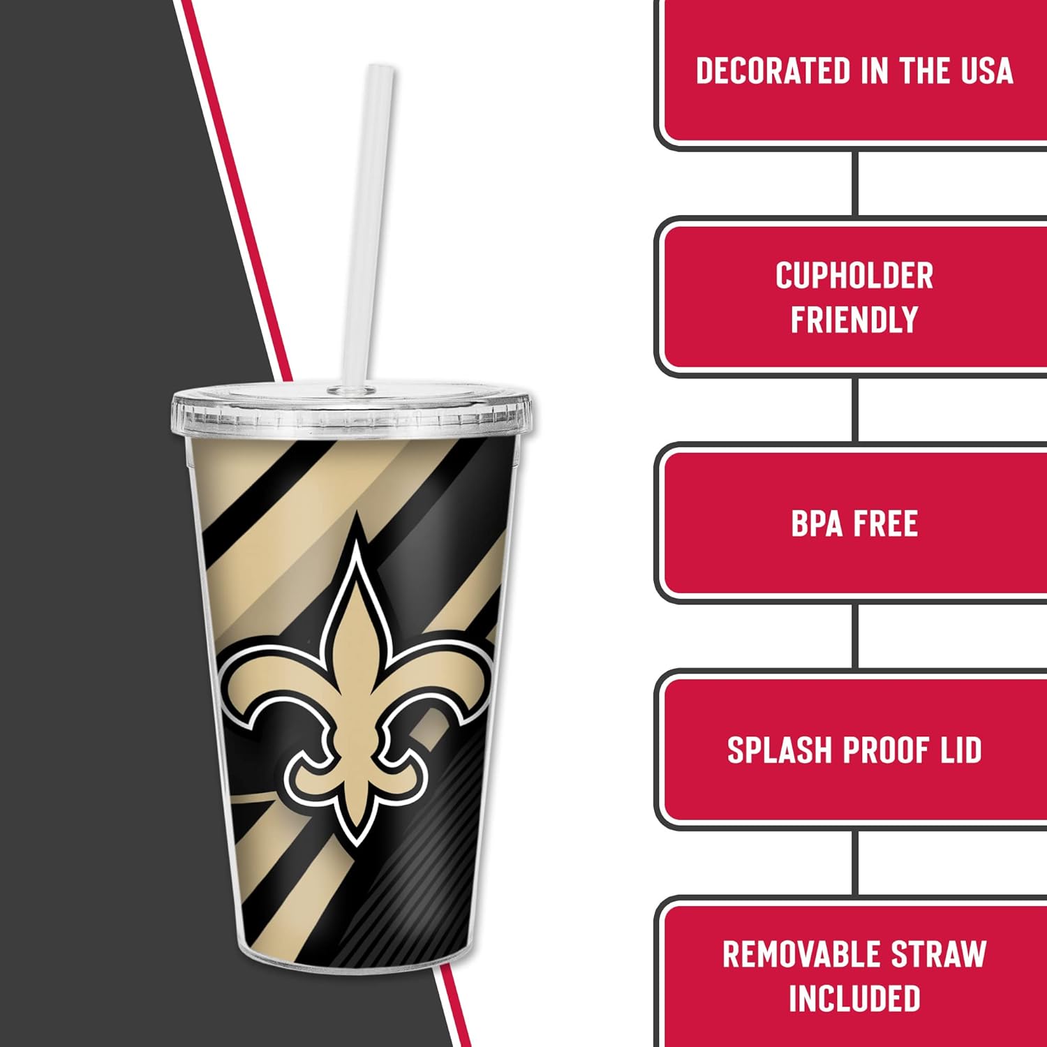 NFL Football 16oz Clear Tumbler W/Straw for NFL Fans - Image 6