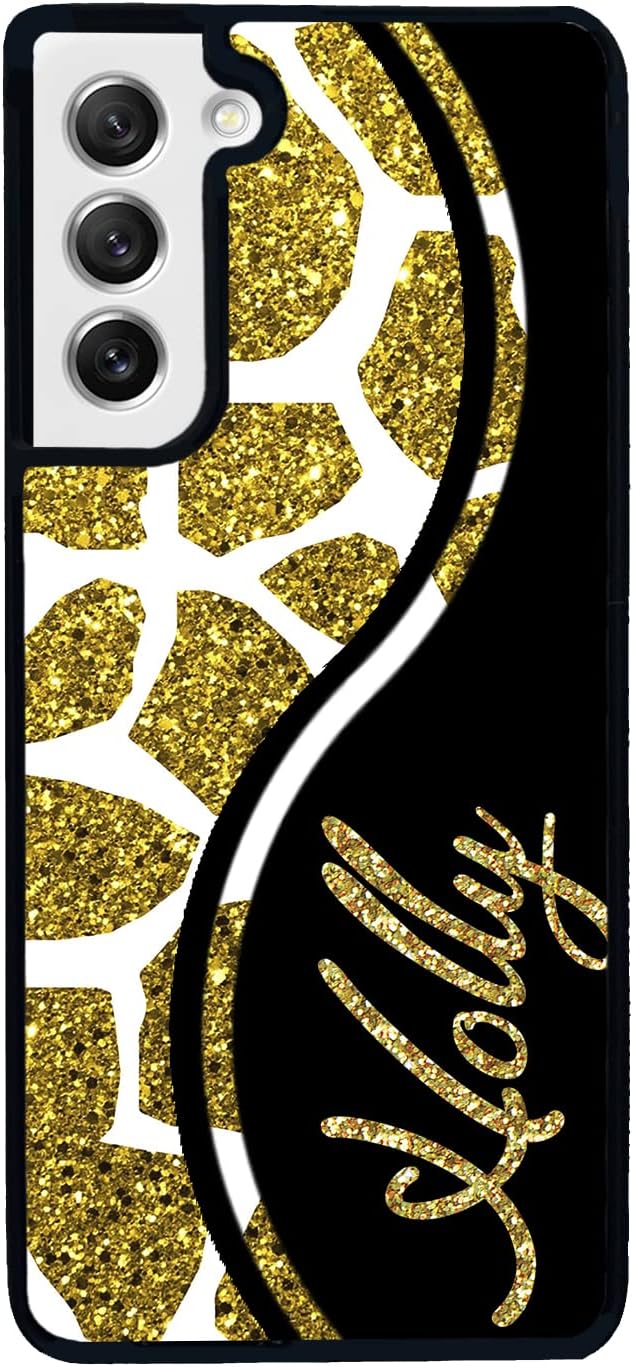 Giraffe Gold Personalized Black Rubber Phone Case Compatible With Samsung Galaxy S25 S25FE S25+ S25 Ultra S24 S24+ S24 Ultra S24FE, S23 FE S23+ Ultra S22 S22+
