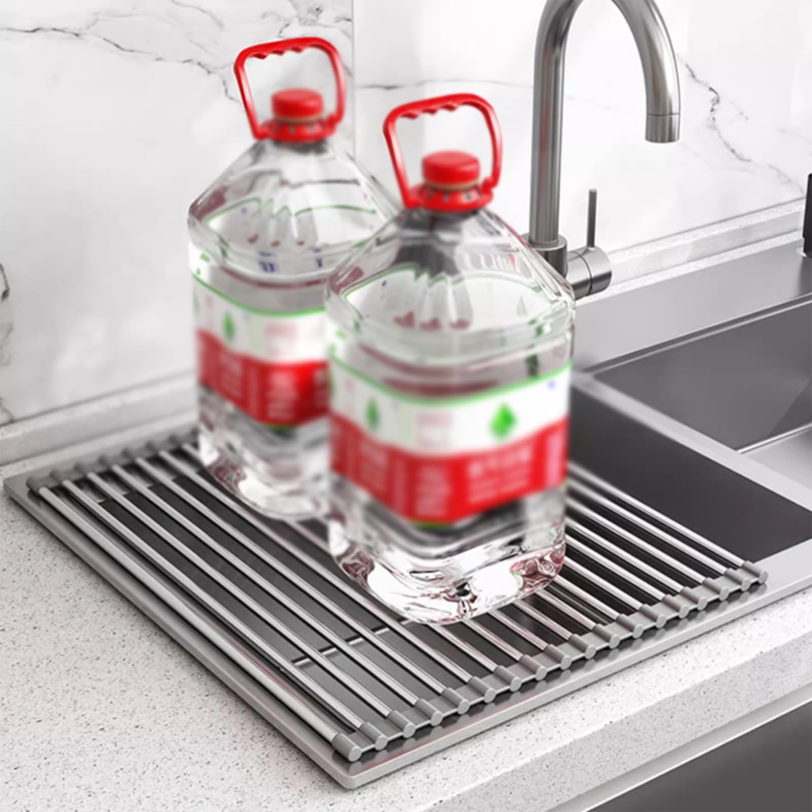 Rejilla de Secado de Platos de Acero Inoxidable, Soporte de escurridor de Cocina Enrollable sobre el Fregadero, Dispositivo de Esqueleto, no es fácil de Dejar Caer, for Tazas, Frutas y Verduras (Size