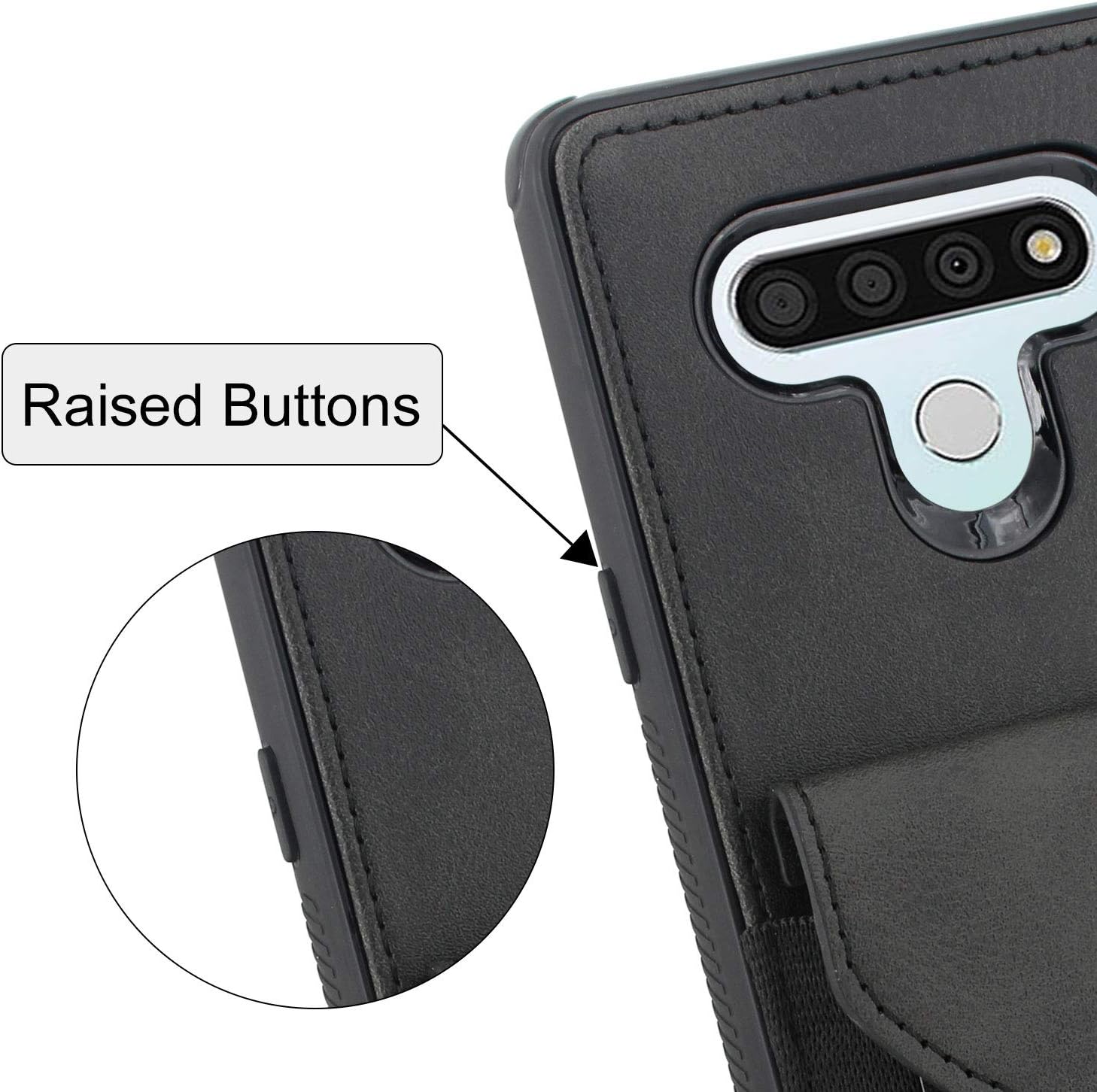 Lacass Shockproof Slim Leather Wallet Case Protective Cover with Elastic Pocket Credit Card Slot Holder for LG Stylo 6 2020 Case (Black)
