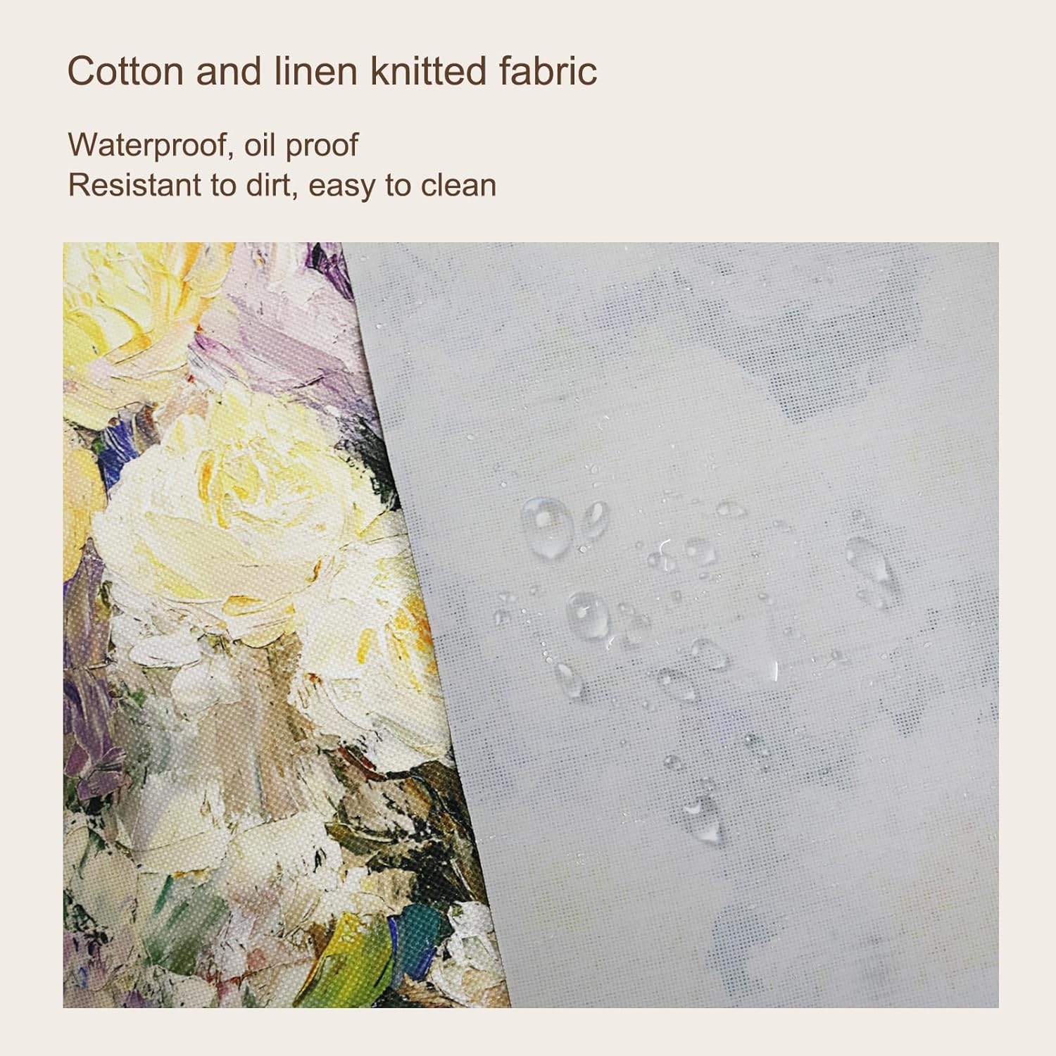 Vintage Tablecloth Square Oil Painting Flower Printed Table Cloths, Cotton Linen Waterproof Wipeable Table Cover for Kitchen, Banquet, Wedding, Party, 55x55 inch