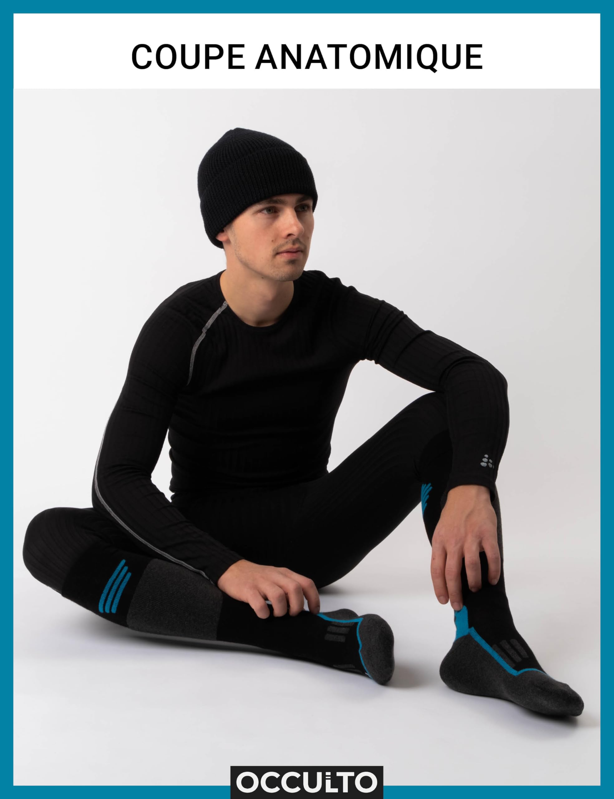 Occulto Chaussettes de Ski Laine Merinos Homme & Femme lot de 2 (modèle: Toni)
