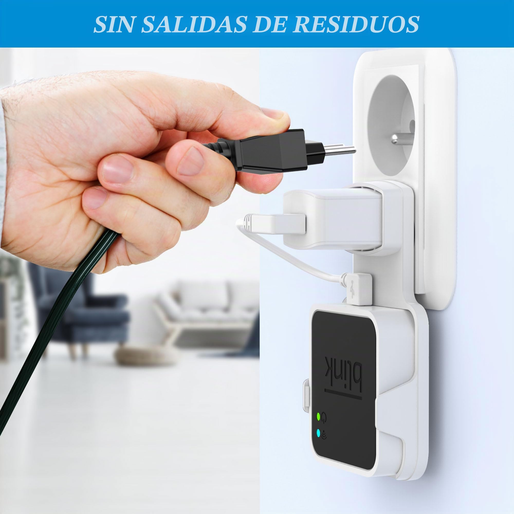 PlusAcc Soporte de pared para Blink Sync Module 2 – Soporte para montaje exterior e interior Blink con cables cortos (blanco)