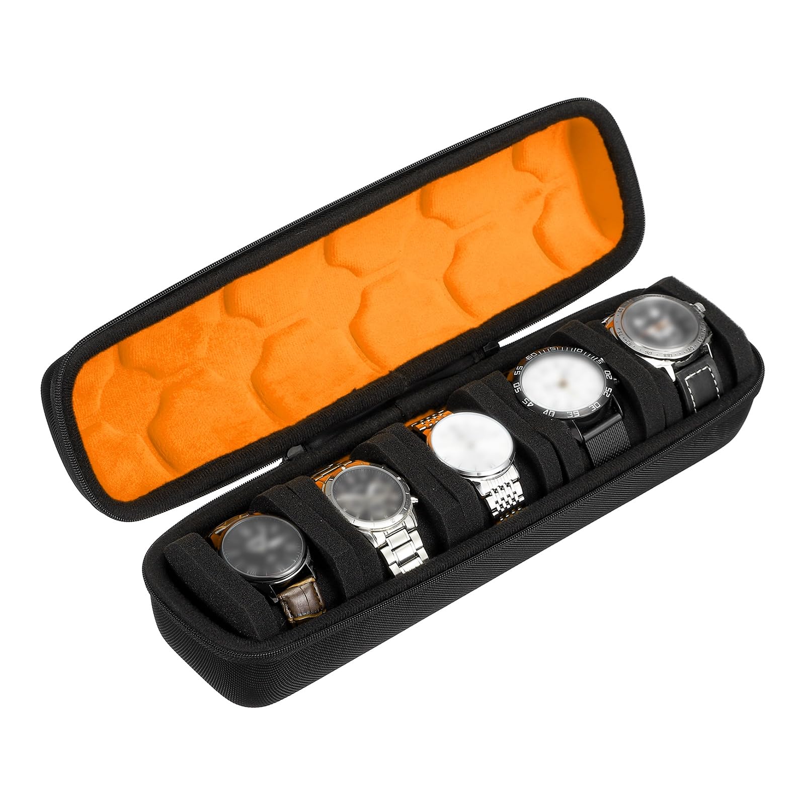 Estuche de viaje para relojes sourcing map, caja de almacenamiento portátil de 5 ranuras para relojes, estuche enrollable organizador para relojes de pulsera para hombres y mujeres, viajes, negocios