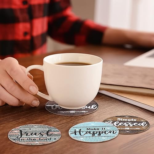 Miniatura 4 de 8 posavasos de diamantes con versículo bíblico cristiano, kits de posavasos de arte de diamantes con soporte para versículo de la Biblia, posavasos