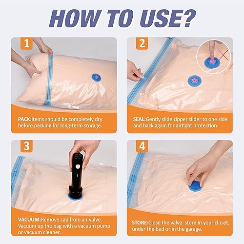 Miniatura 6 de Bolsas de almacenamiento al vacío de viaje con bomba eléctrica, 10 bolsas de embalaje de viaje combinadas para equipaje y maleta, tamaño de mano,