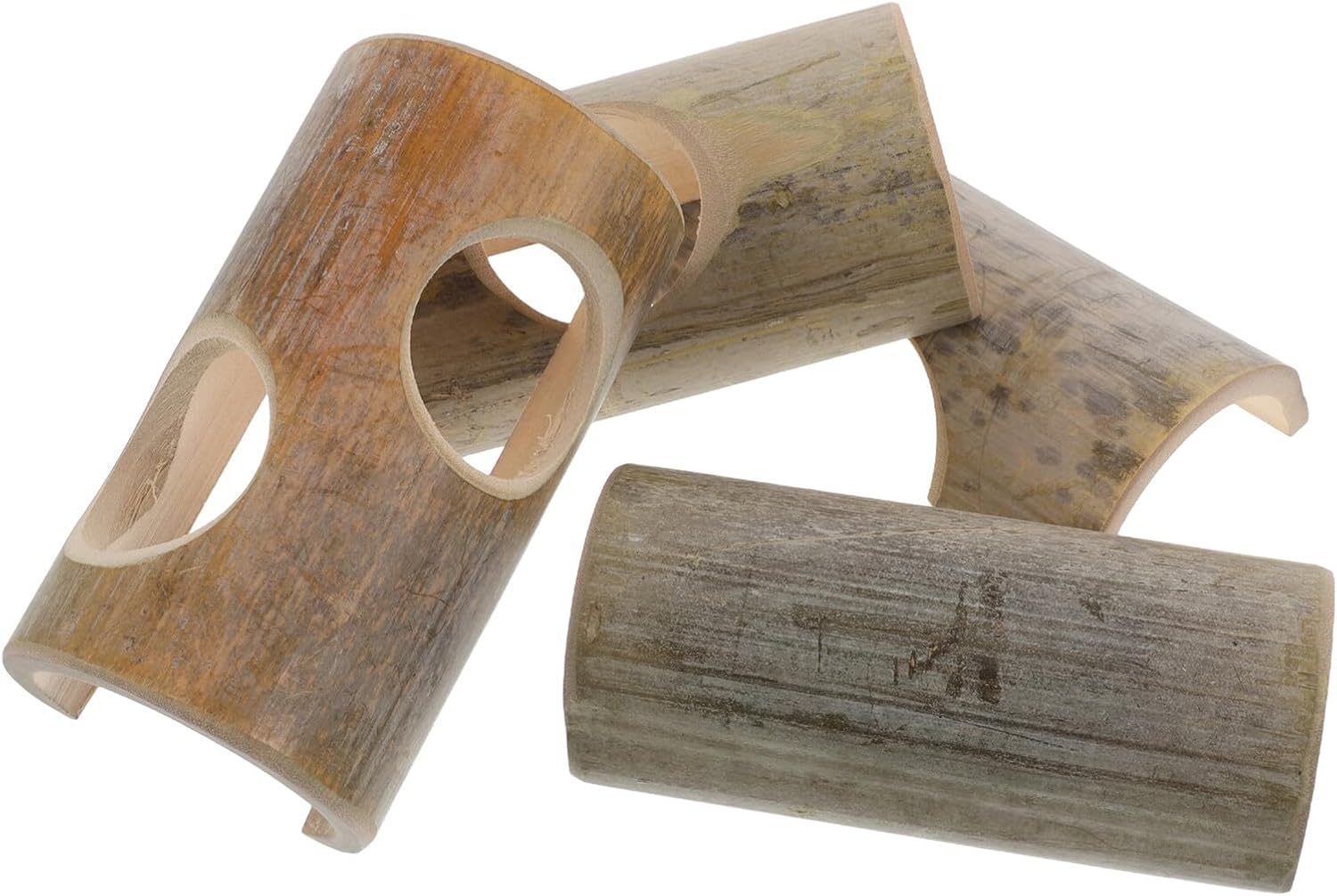 4pcs Hamster Hideout Tree Trunk Tunnel with Material, Small Animal Exercise and Exploration Tube for Dwarf Hamsters, Gerbils, Chinchillas, and Guinea Pigs Cage Enrichment