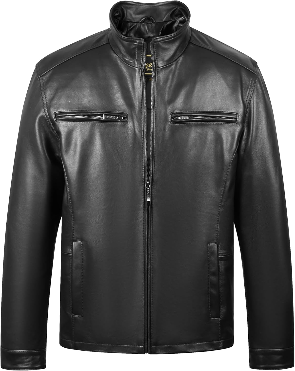 REED EST. 1950 Men's Jacket Genuine Lambskin Leather Stand UP Collar Winners Coat - Image 2