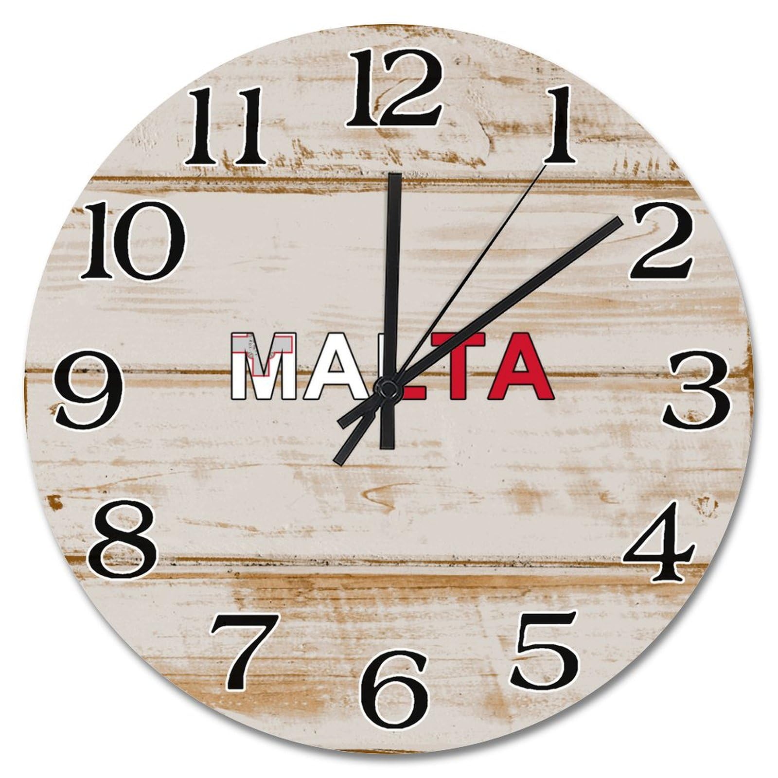 Horloge silencieuse sans tic-tac à pile motif Malte pour chambre