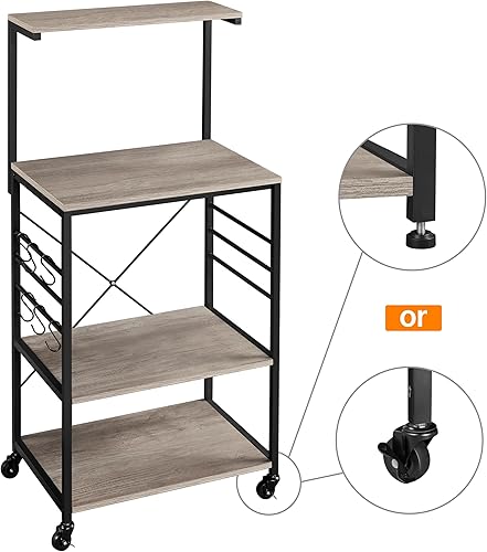 Miniatura 15 de Yaheetech Estante para panaderos con ruedas (16 pulgadas de profundidad x 24 pulgadas de ancho x 50 pulgadas de alto), soporte para microondas con 6
