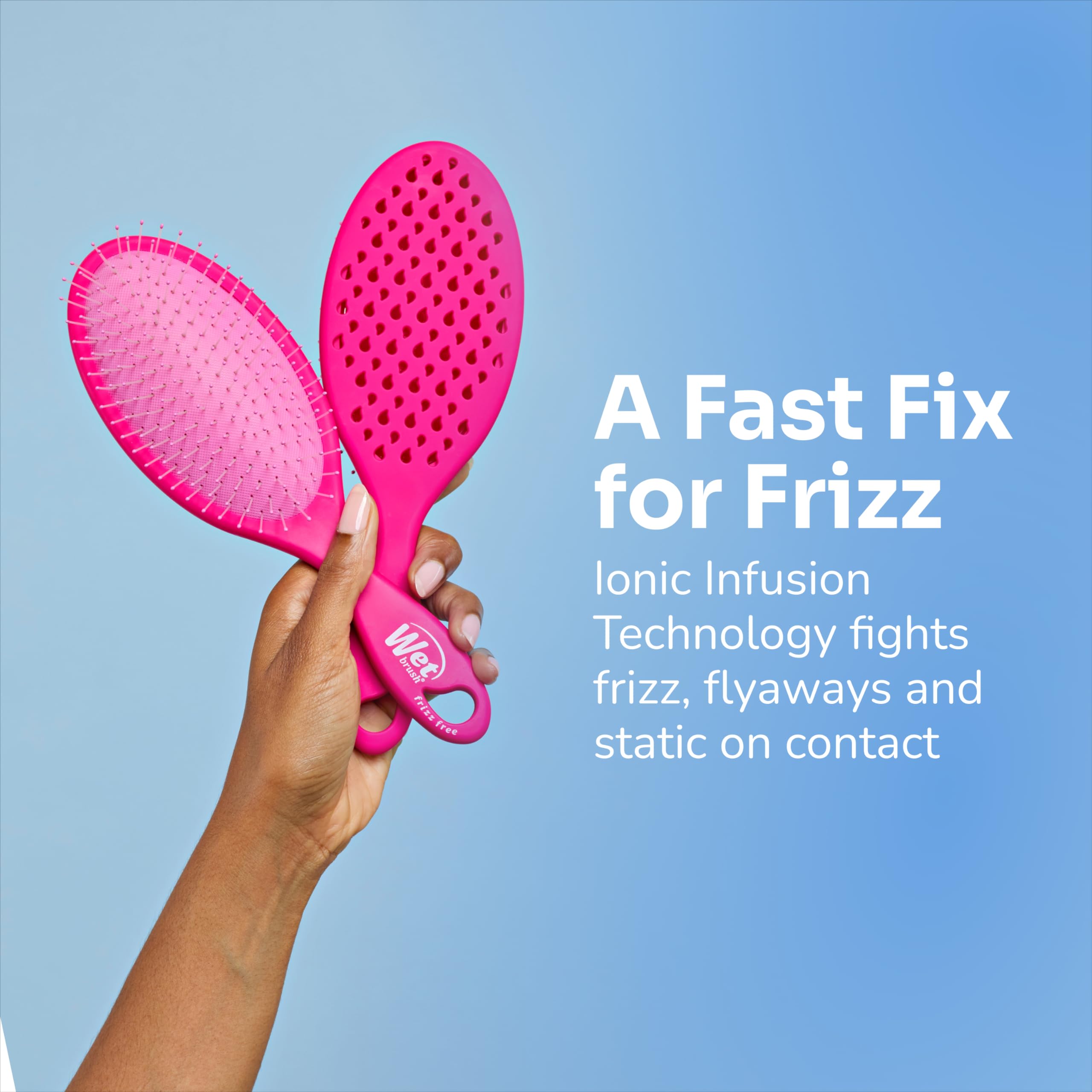 Wet Brush Frizz Free Detangler reduziert Kräuseln, statische und fliegende Haare mit Ionen-Technologie, glatte Oberfläche, Stylingbürste verleiht Glanz, ergonomisches Design, funktioniert auf allen