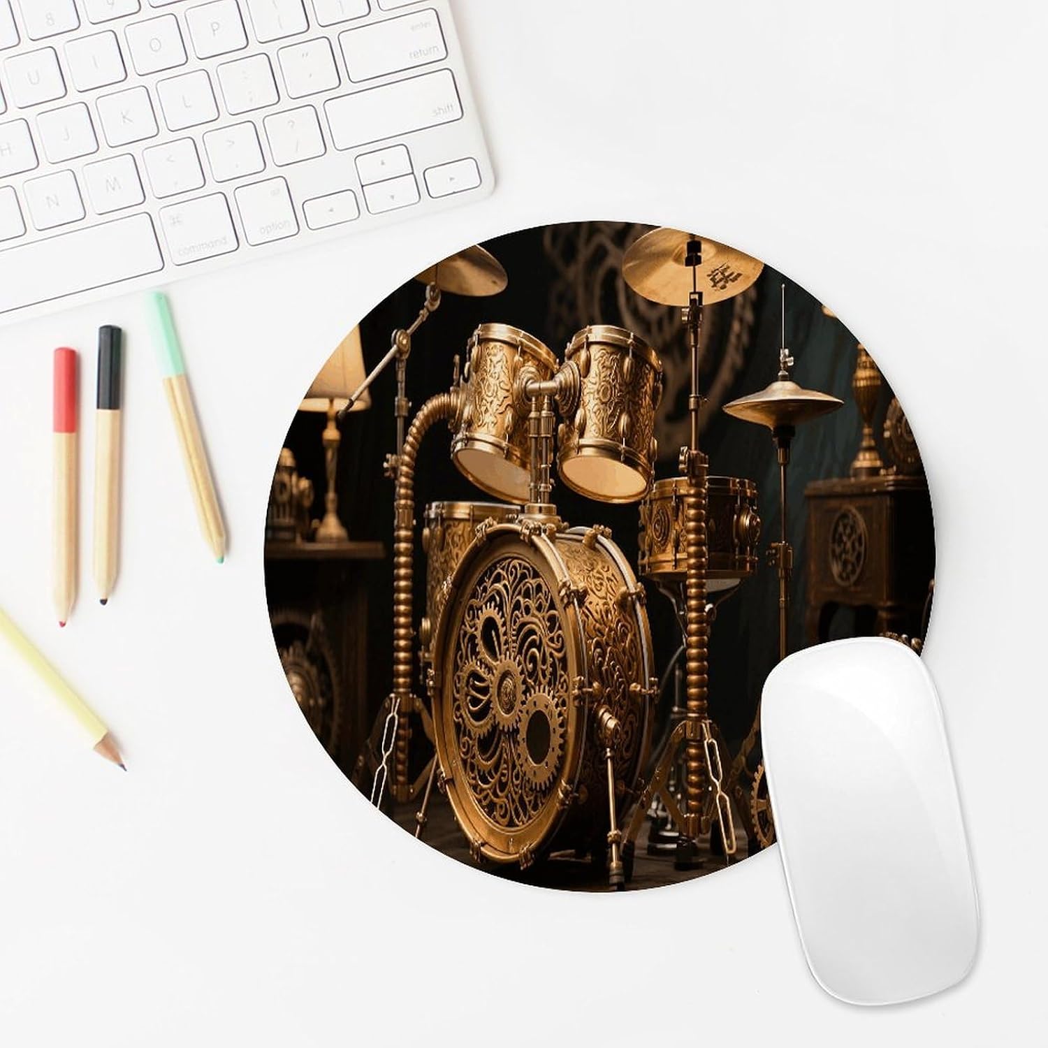 Round Mouse Pad with Anti-Slip Rubber Base Desk Accessories image 5