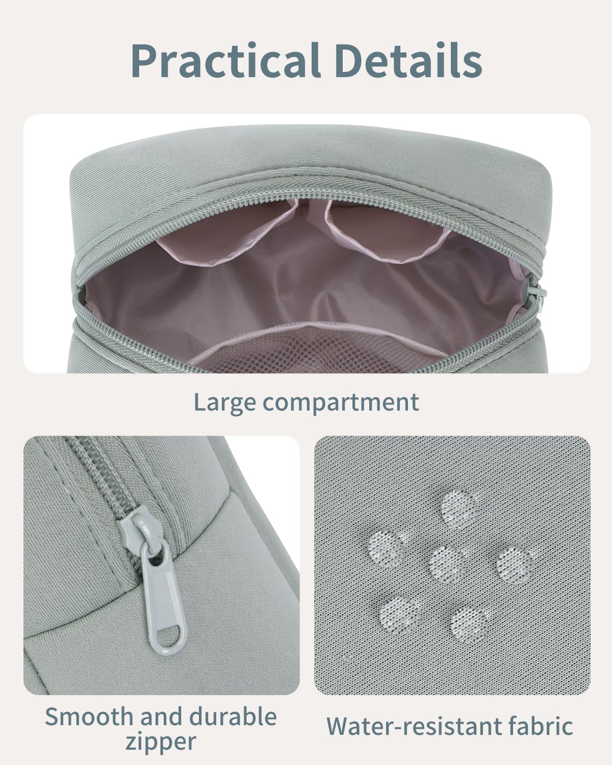 CEI-CEI Makeup Bag Neoprene Waterproof Soft Cosmetic Travel Bag for Women with Large Capacity Portable Zipper Pouch Lightweight Organizer for Overnight Toiletry Purse Gym (Mint Green) - Image 3