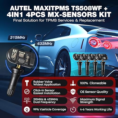 Miniatura 7 de Autel MaxiTPMS TS508WF KIT, herramienta de reaprendizaje de programación TPMS 2025 con sensor Autel MX de 4 piezas ($120), WiFi Ver. de TS601 TS508