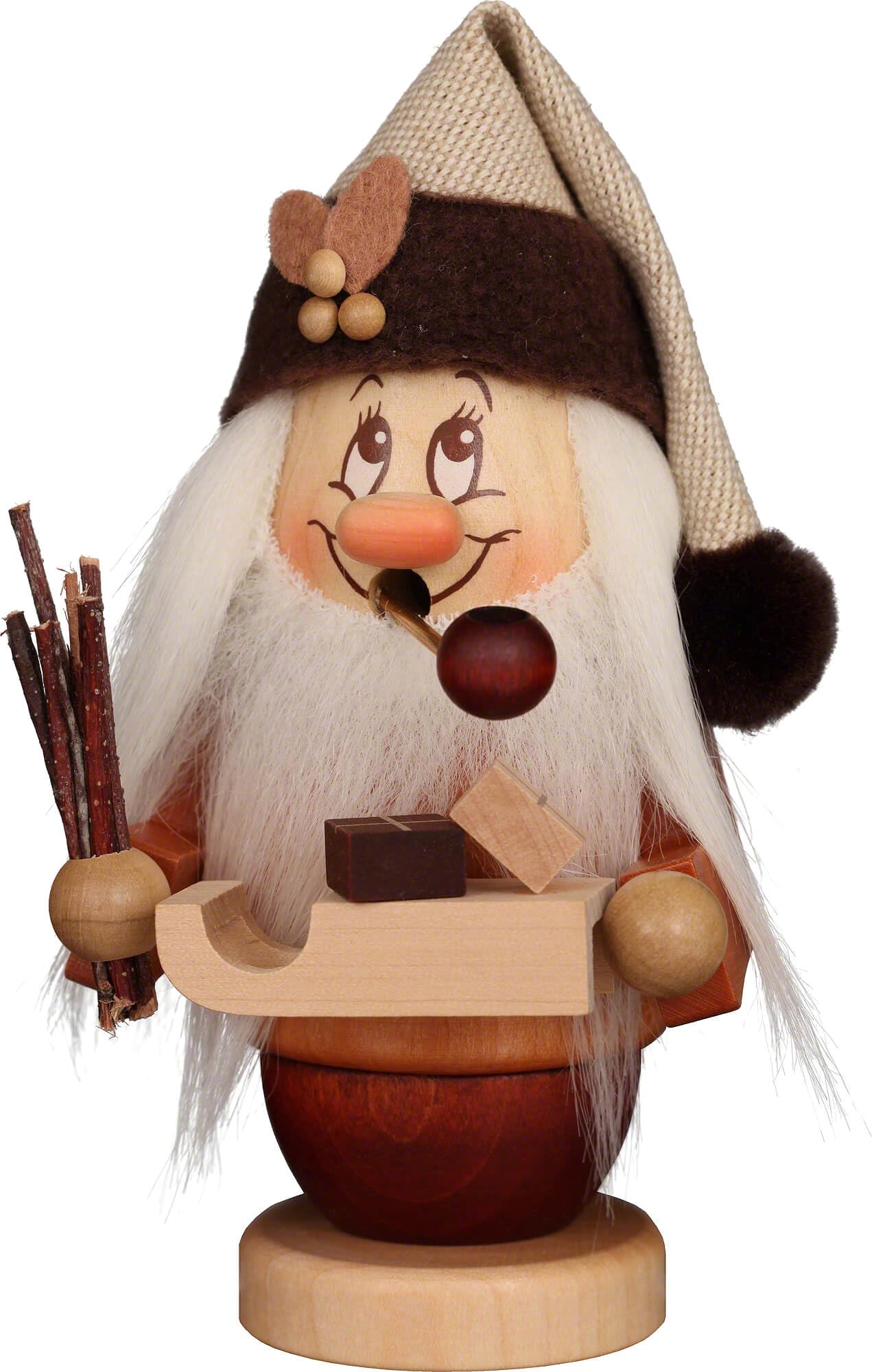 Christian Ulbricht Räuchermännchen Miniwichtel Weihnachtsmann mit Schlitten - 14,5 cm