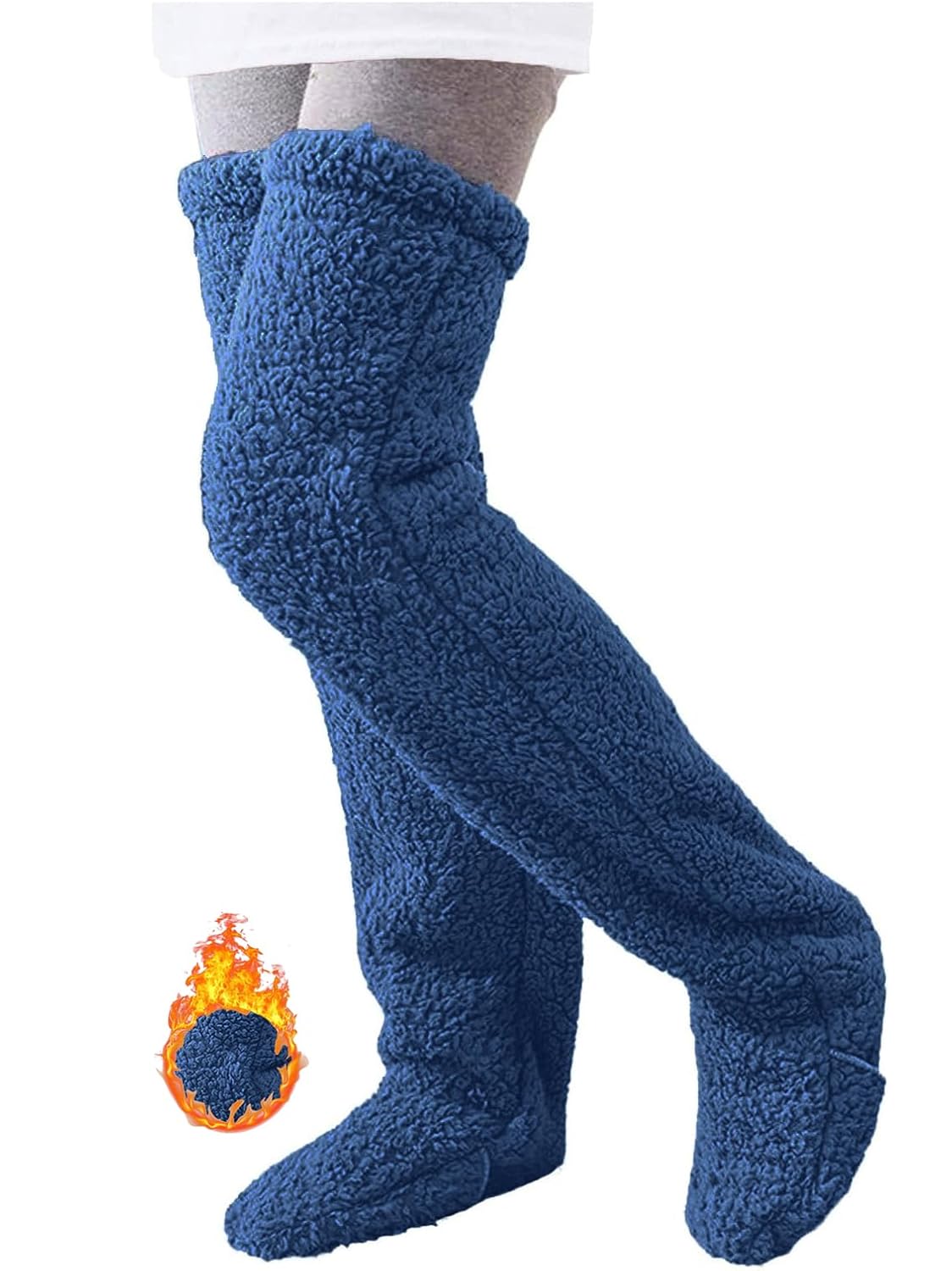 HYTENSUN Womens Fuzzy Thigh high Socks Over Knee High Plush Slipper Winter Indoor Sleeping Fluffy Long Leg Warmers