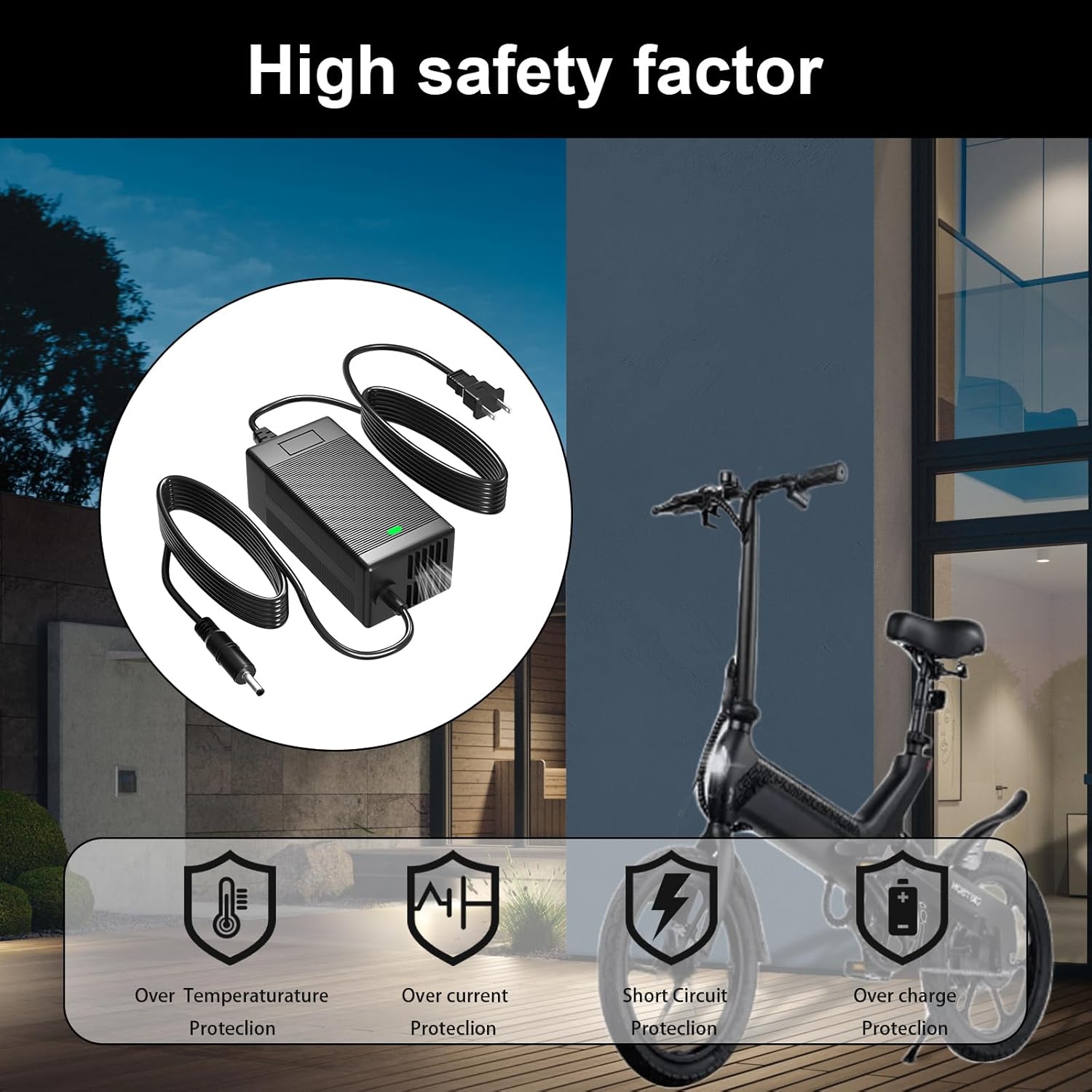 54.6V Charger for Jetson Haze Battery,Compatible with Jetson Haze JHAZE-BLK JHAZE-BLK-OB JHAZE-CAN-BLK JHAZEBLK Power Adapter Cable Cord
