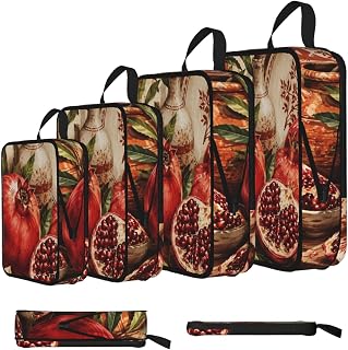 Pomegranate Pantry 4 Set Compression Packing Cubes | Expandable Travel Organizers For Suitcases, Carry-On Bags, Business Trips, Camping, And Closet Storage