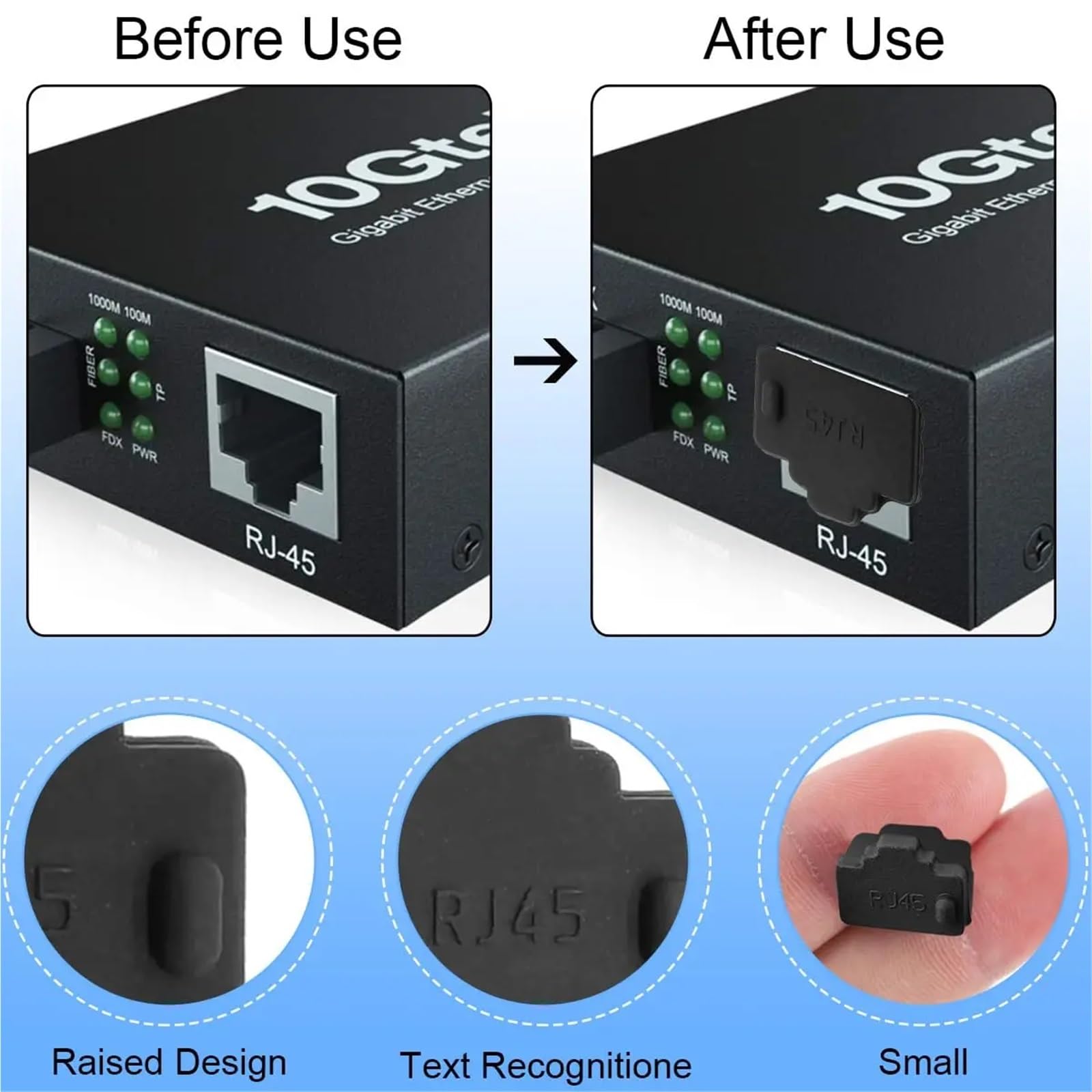 RJ45 Anti-Staub-Abdeckkappe, RJ45, Staubschutzkappe, Schutzstecker, Silikon-Stopper für Computer, Router, Schalter, Buchse für Hubs, Switches (weiß), 100 Stück