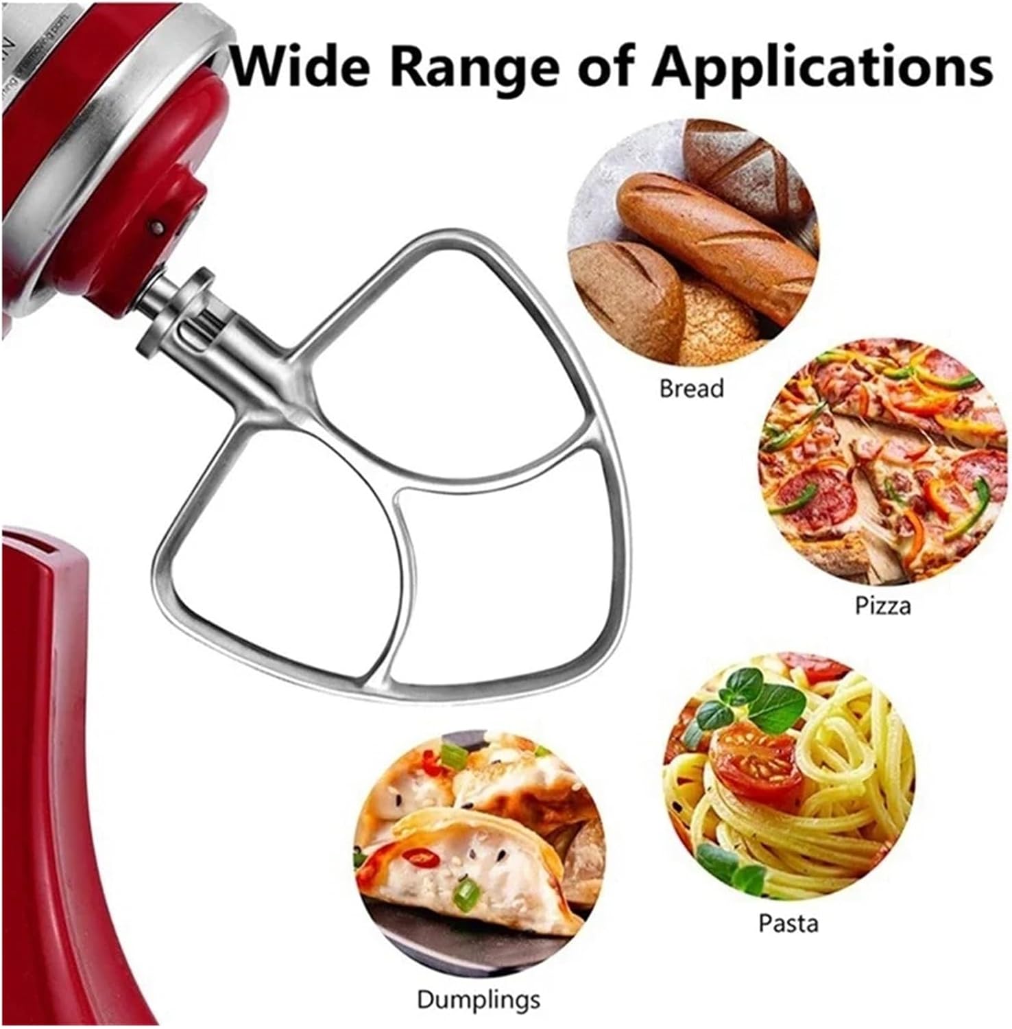 Kitchen Mixer Dough Hook, Compatible For Kitchenaid，5 Quart Stand Mixer K5WW Wire Whip& 5K7SDH Dough Hook&Mixer Aid Paddle