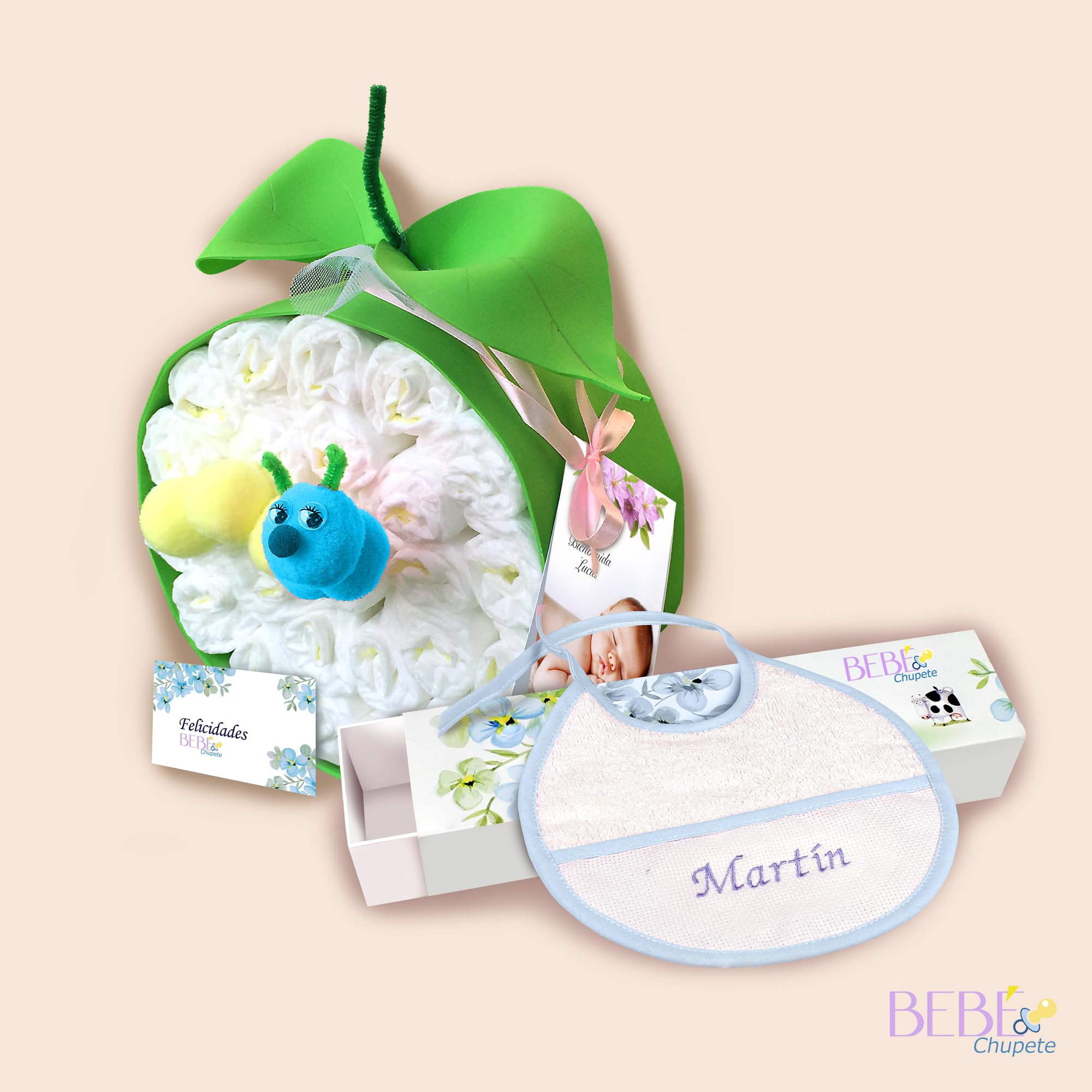 BEBÉCHUPETE Tarta de Pañales Personalizada DODO T Sensitive 33 Pañales - Canastilla bebe recien nacido - Regalo bebe recien nacido niño/a - Cesta bebe niño -Regalos bebes (Azul)