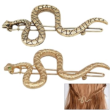 6 Pcs Snake Hair Clip Vintage Decorative Metal Hair Pins for Women Girls (Golden, Ancient Gold)
