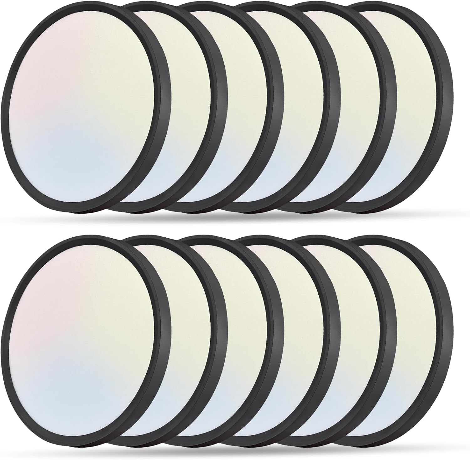 12PK 12 Inch LED Flush Mount Ceiling Light, 24W, 2520LM, 3000K/4000K/6000K CCT Selectable, 0.9inch Super Slim Black LED Ceiling Fixtures, Low Profile Round Flat Panel Light for Bedroom,Kitchen,Hallway Black 12PK-12inch