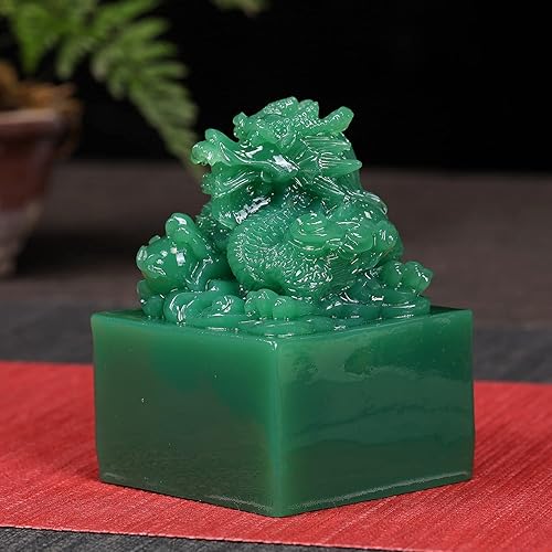 Miniatura 7 de Estatua de dragón chino  Artesanía de sello de jade imperial de piedra hecha por el hombre, escultura del dragón del zodiaco del año, decoración del
