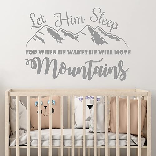 Miniatura 7 de Let Him Sleep For When He Wakes He Will Move Mountains Wall Decal Quote Vinyl Sticker Nursery Wall Decor Baby Boy Nursery Wall Decals F36