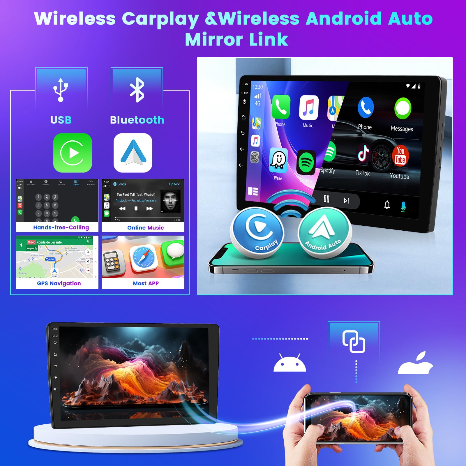 Hikity Android 15 Autoradio Für Suzuki Splash/Ritz - 9 Zoll Touchscreen Mit Carplay