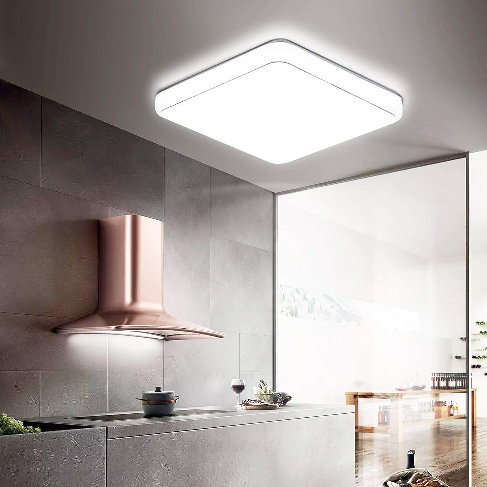 Holdfiturn Bathroom Light 36W LED Ceiling Light 1680LM 6000K Modern Square Flush Mounted Lighting Fixture Daylight Flush Light Fitting for Bedroom, Hallway, Outside Porch, Kitchen, Utility Room