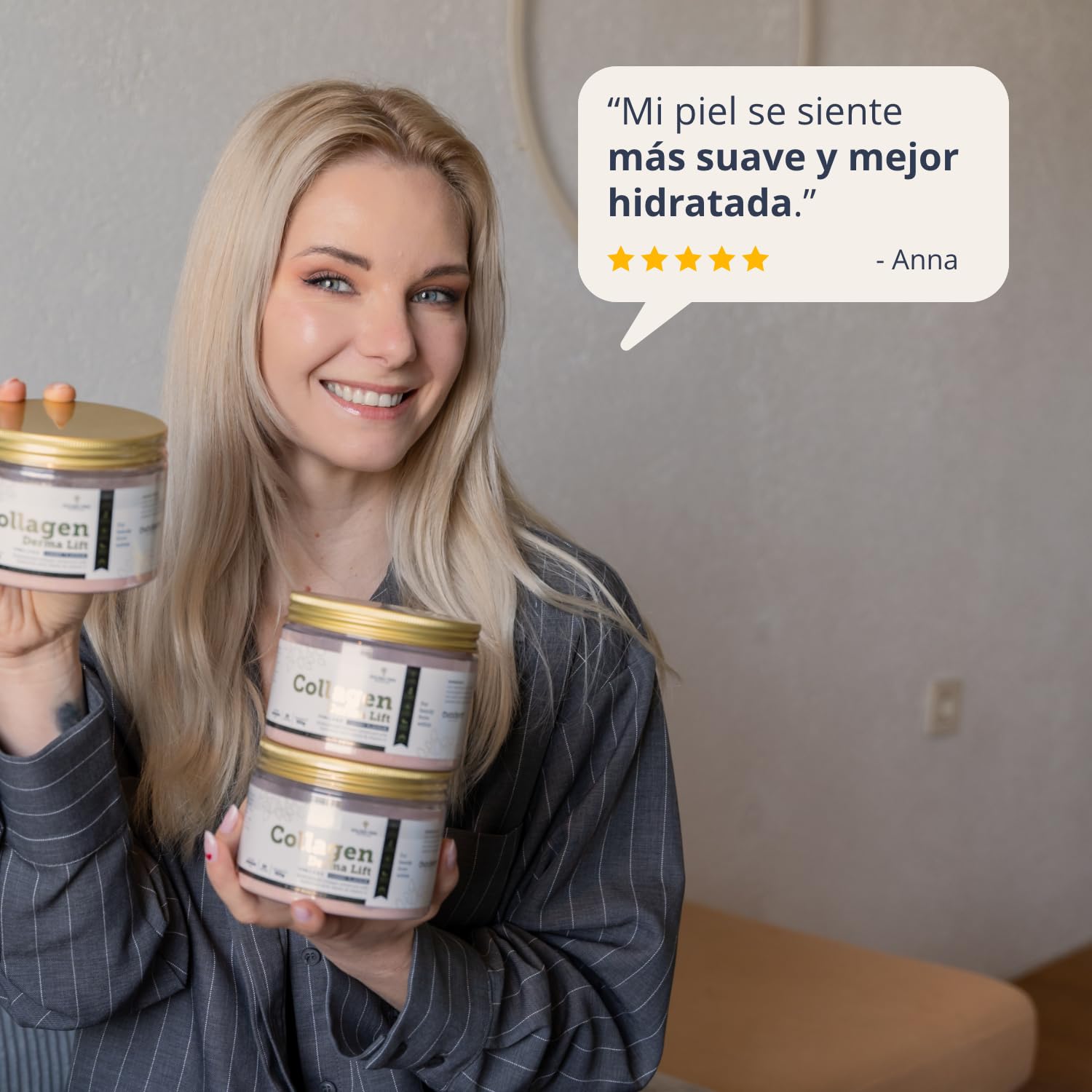 Golden Tree Collagen Derma Lift – Colágeno en Polvo, 150 g | Membrana de Cáscara de Huevo, Ácido Hialurónico, Elastina y Vitamina C, Complemento de Colágeno, Con Tipos I, V y X