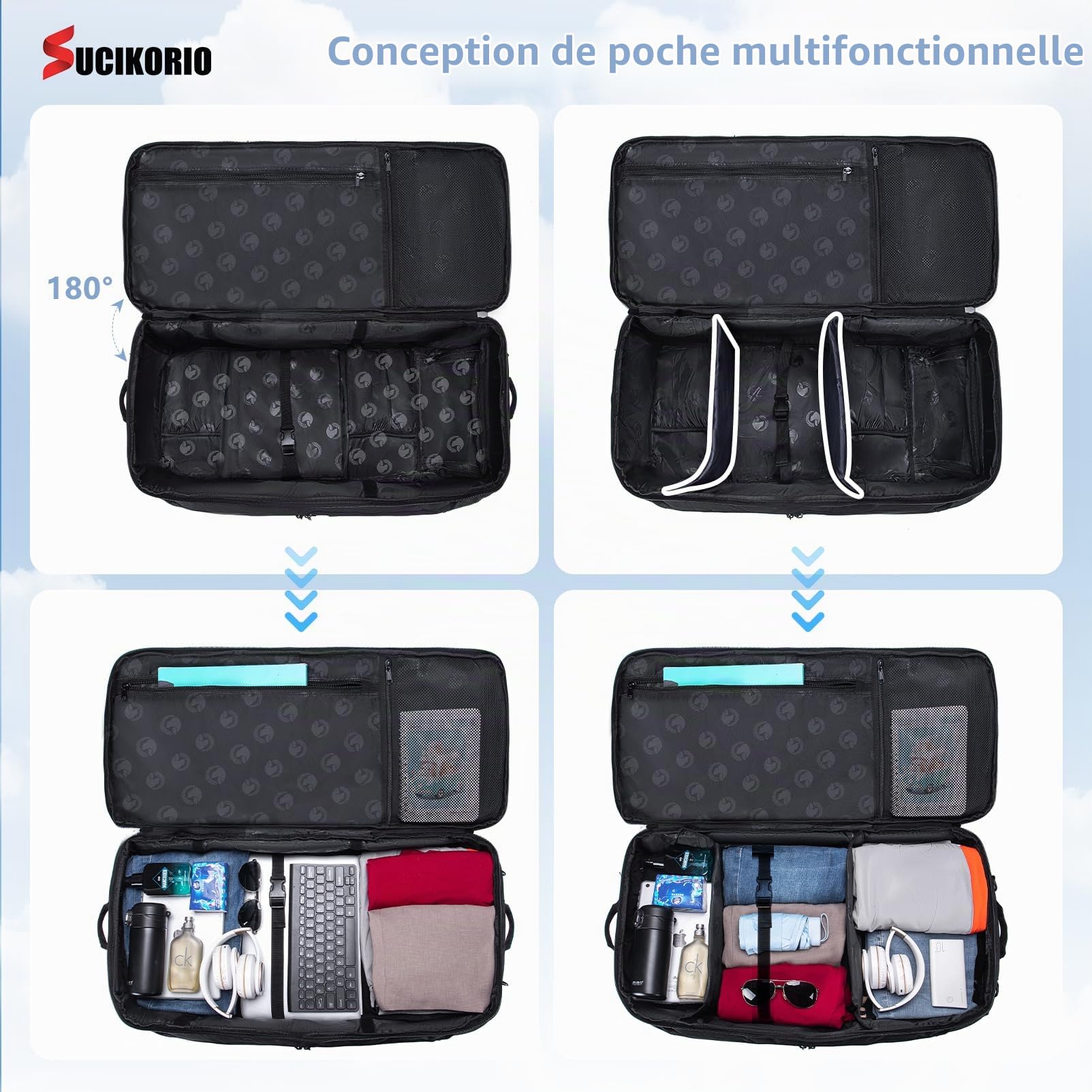 Militaire Sac de Voyage à roulettes 85L 3 in 1 Tactique Sac à Dos Voyage XL avec Cadenas à Combinaison à 3 Digit Imperméable Bagage a Main Cabine Avion Grande Taille Valise de Cabine
