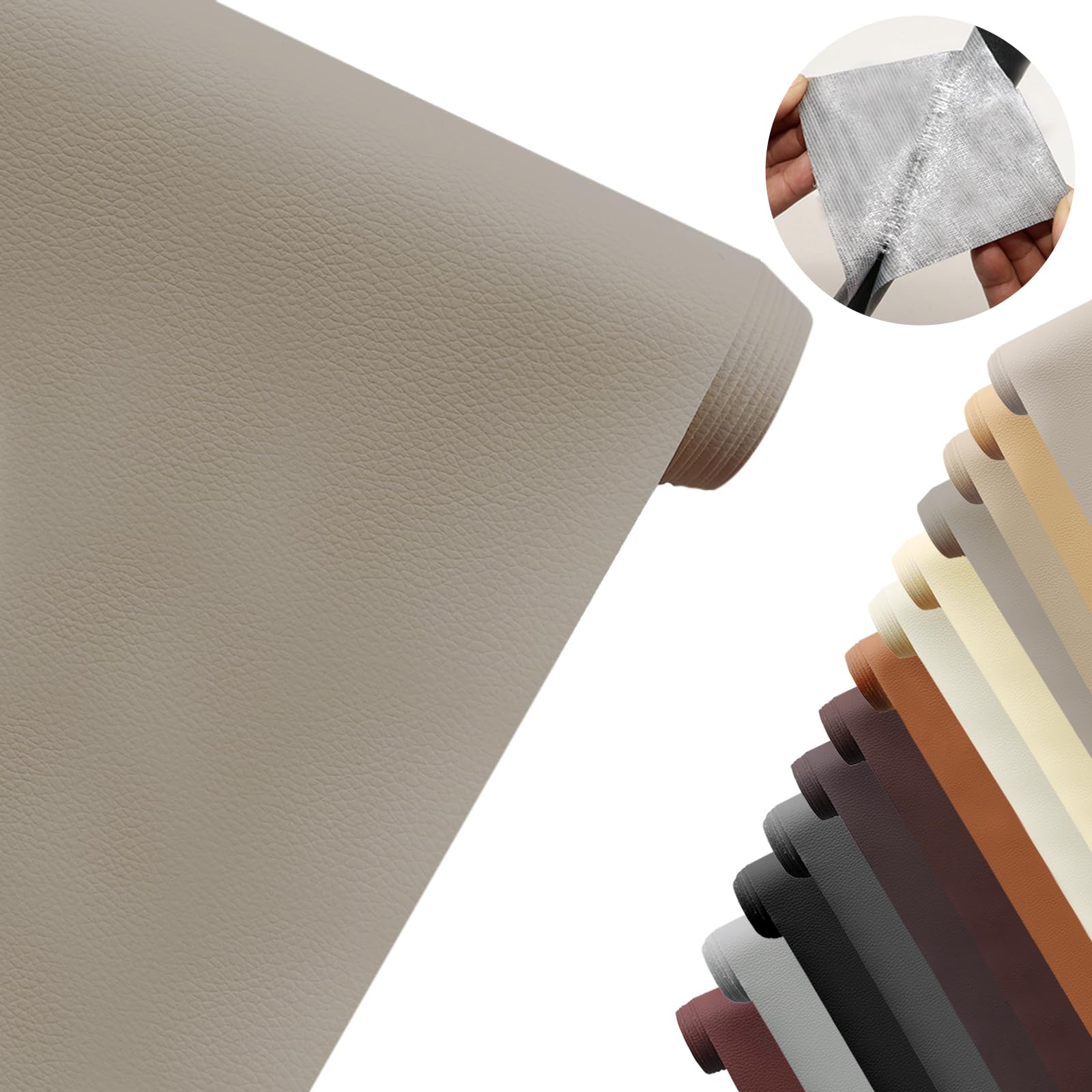 Toppa in pelle autoadesiva, set di riparazione per mobili, divano, seggiolini auto, borse (40 x 200 cm, kaki scuro)