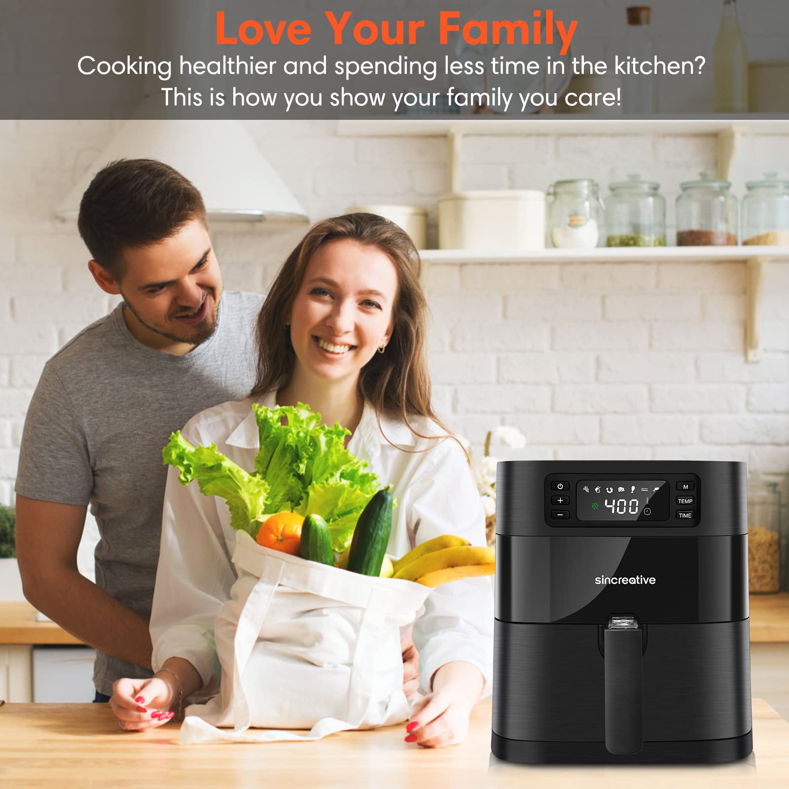 Air Fryer XL, 5.8 QT Hot Air Fryer Oven to Grill Bake Roast, 7in1