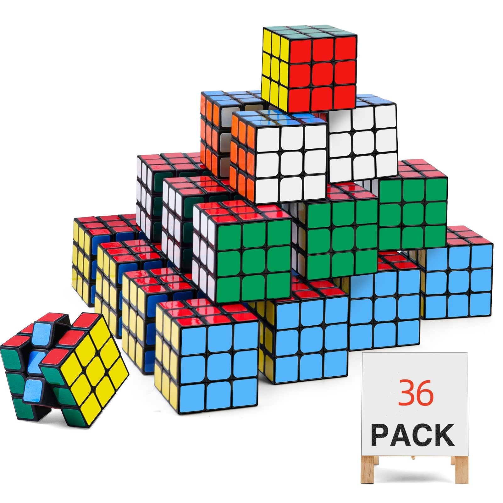 Mini Cube,36 Packs Puzzle Party Toy,Eco-Friendly Material with Vivid Colors, Cube Party School Supplies Puzzle Game Set for Boys and Girls, Magic Cube Goody Bag Filler Birthday Gift