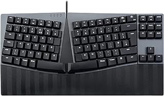perixx PERIBOARD-335RD Wired Ergonomic Mechanical Compact Keyboard - Low-Profile Red Linear Switches - Programmable Feature with Macro Keys - Compatible with Windows and Mac OS X - UK English