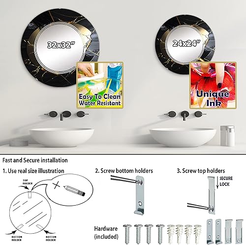 Miniatura 4 de Abstract Geode Gold III- Vanity Mirror, Bathroom Mirrors, Wall Mirrors for Living Room, Bedroom - Round Mirror - Large 24'x24', 32'x32'