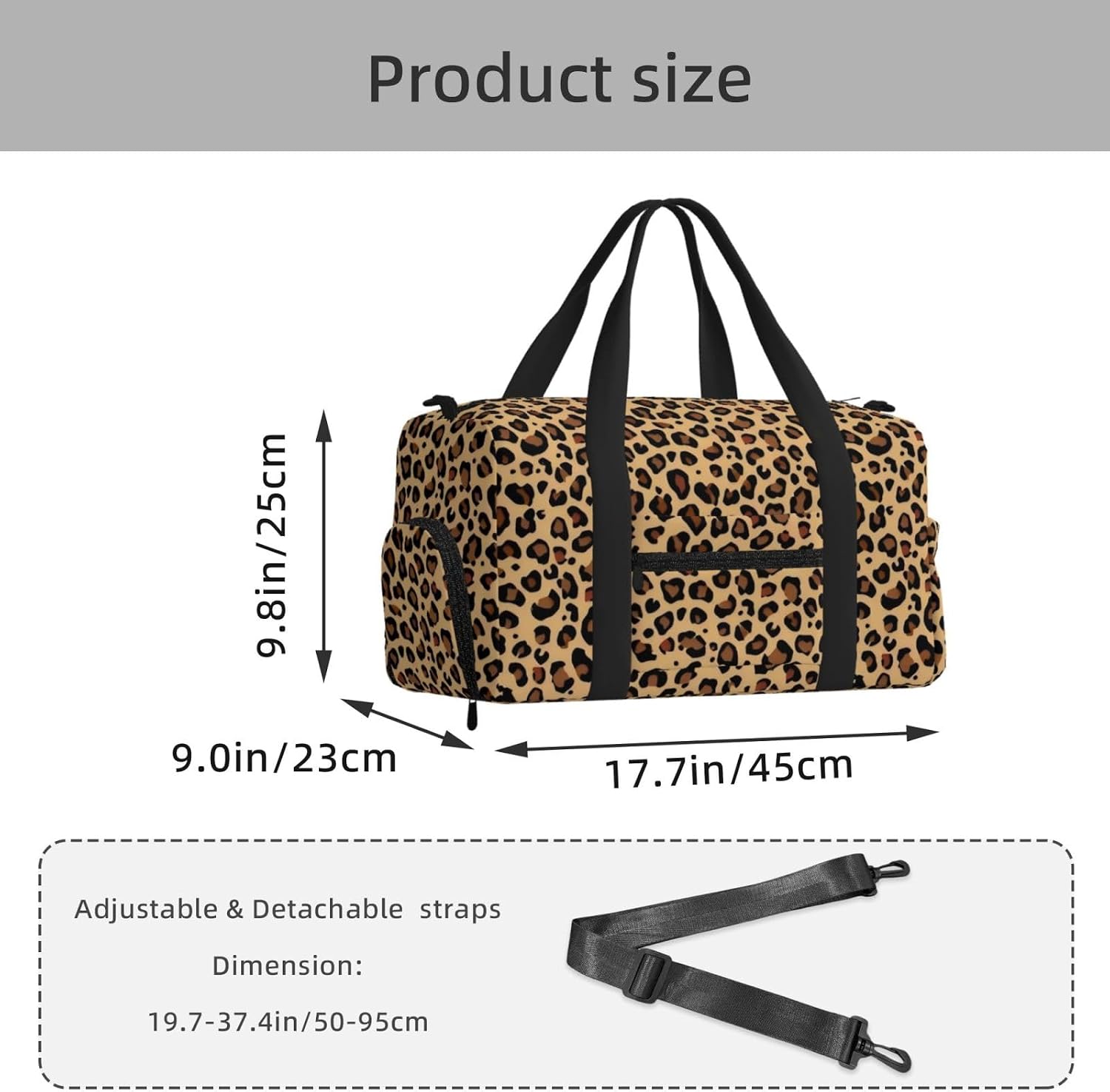 Fiokroo Sports Gym Bag Leopard Print Brown Travel Duffel Bag For Men Women With Shoe Compartment Water Resistant Gym Bag Carry On Duffel Bag For Weekend Traveling Yoga Gym Sports