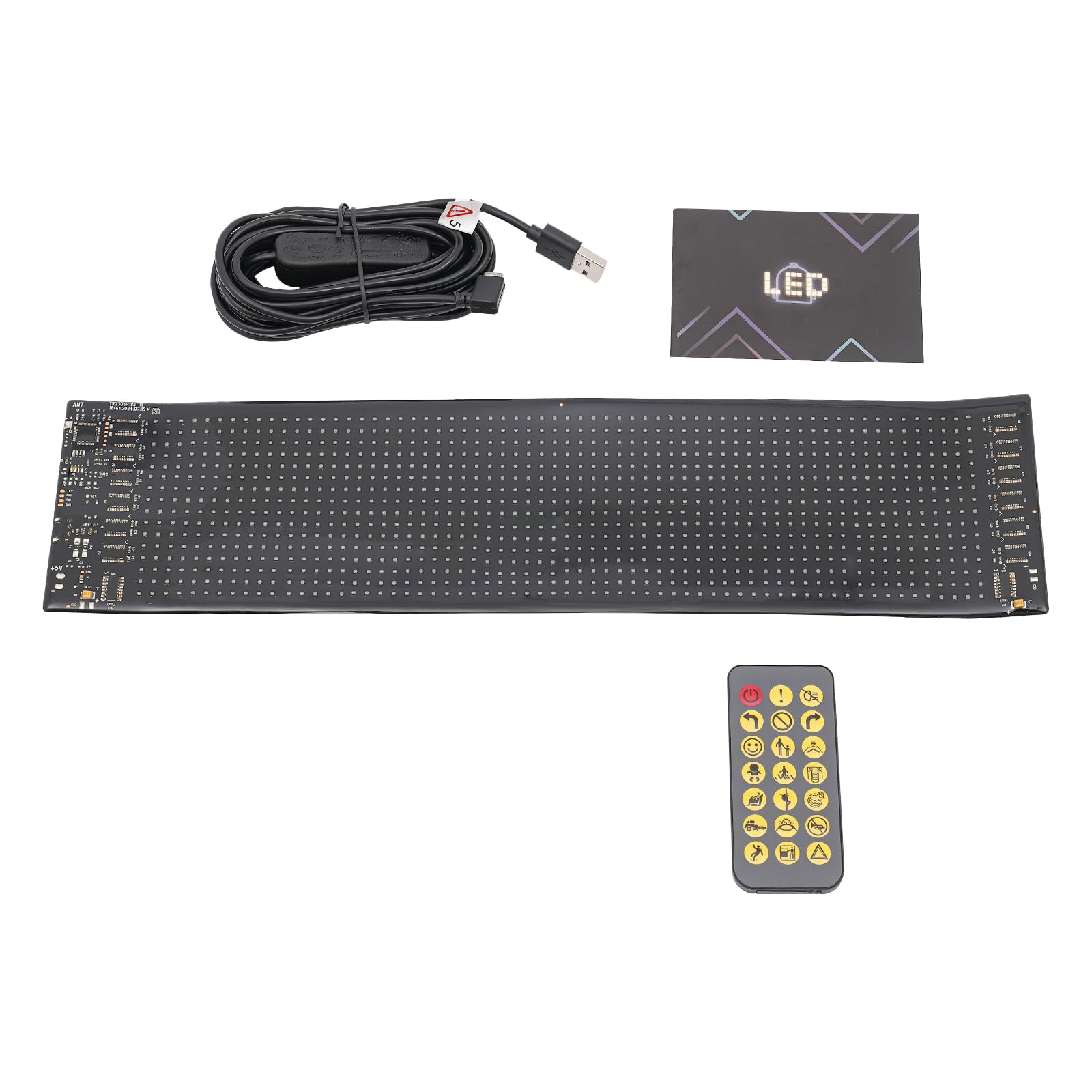 Led Anzeigetafel 37.4 * 9.2cm Led Namensschild Mit Fernbedienung Led Laufschrift Programmierbar Leuchtschild FüR Auto RGB LED-Anzeige LED-Schild USB-Stecker LED-Anzeigetafel 4.5M Kabel