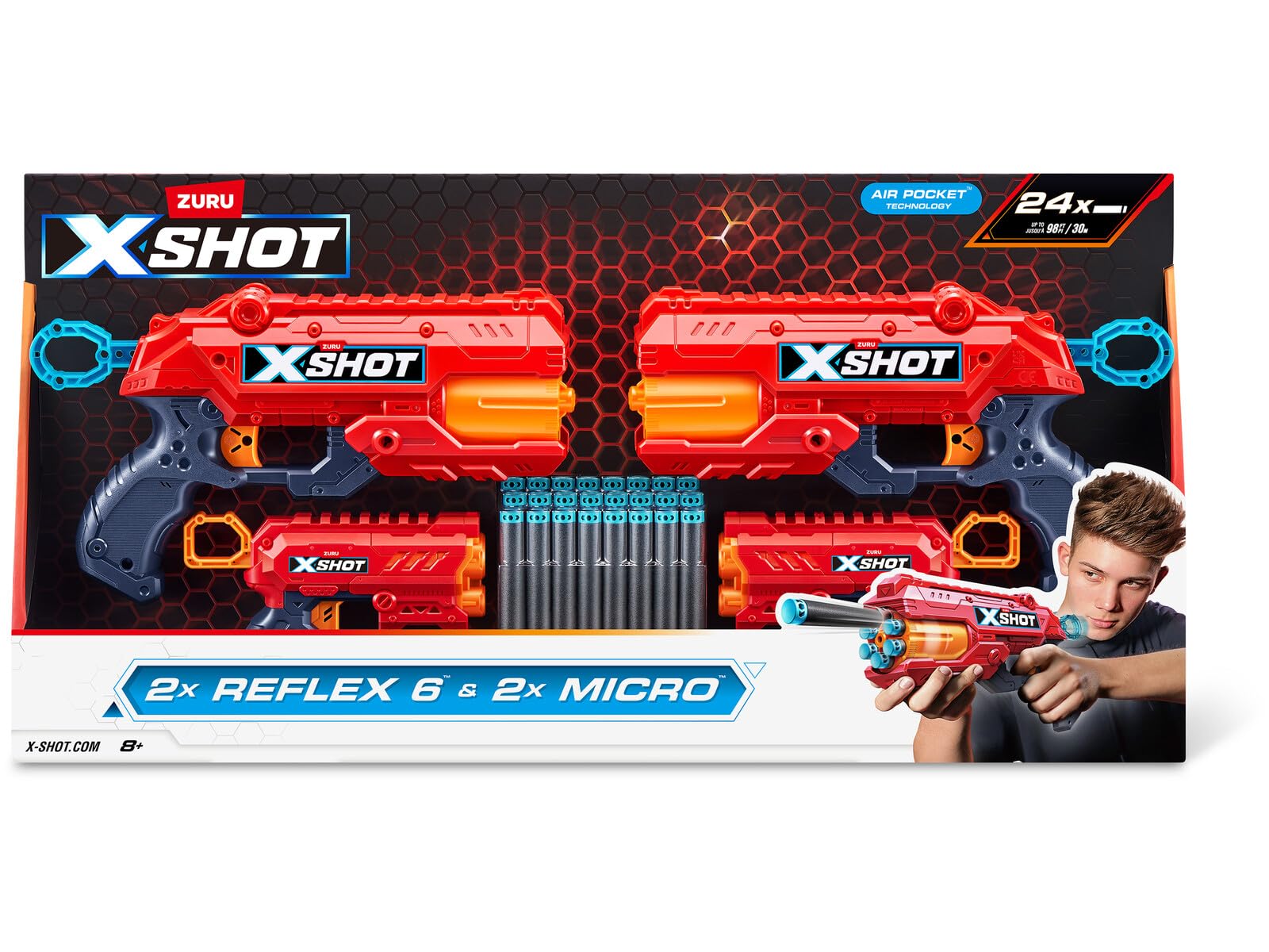 Zuru X-Shot 2 Lanzadores Reflex y 2 Lanzadores Micro con 24 Dardos