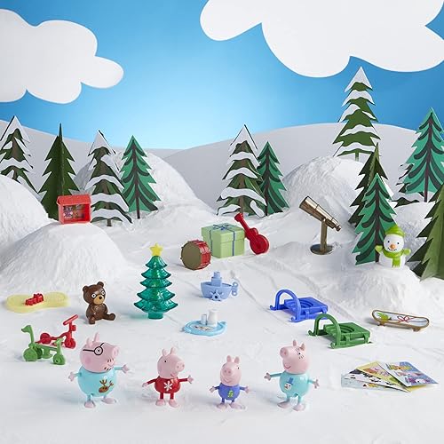 Miniatura 3 de Peppa Pig Peppa's - Calendario de Adviento para niños, contiene 24 juguetes sorpresa, 4 figuras familiares navideñas; a partir de 3 años