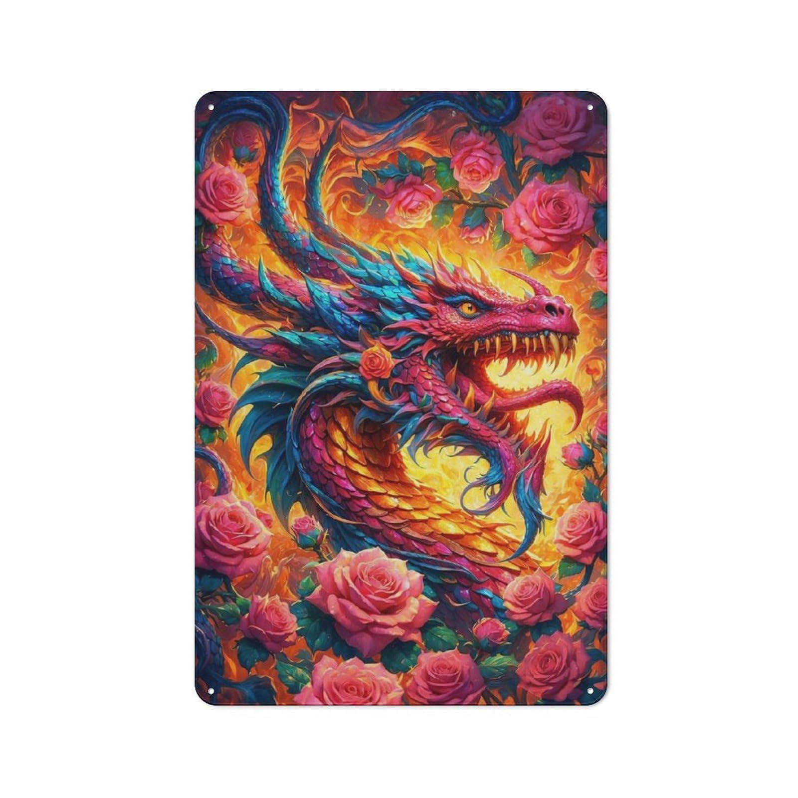 Junmoney Flames Enchanted Dance Metal Plaque 30X20cm With For Workshop Wall, Retro Decor, For Garage, Workshop And Man Cave Decoration