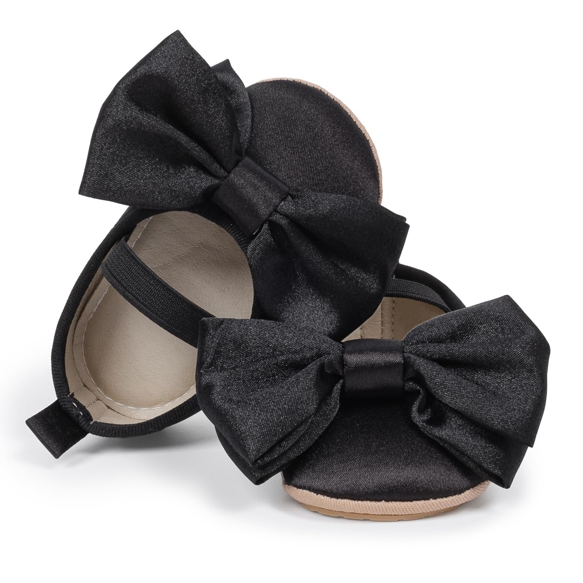 Meckior Infant Baby Girls Boys Handmade Princess Flats Toddler First Walkers Soft PU Leather Non-Slip Crib Wedding Dress Shoes