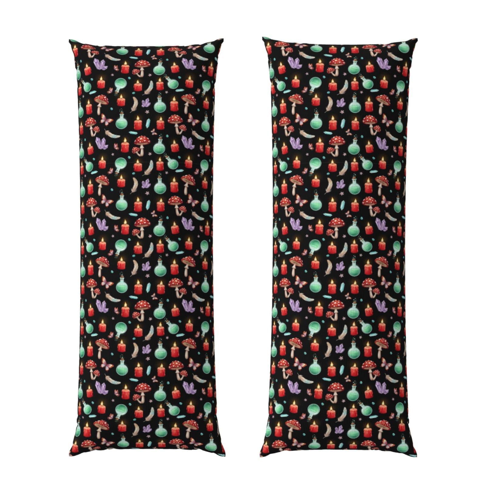 Long Pillow Cover 20x60 Inch, Witch Witchy Goth Magic Mushrooms, Premium Quality Body Pillowcase with Hidden Zipper, Soft Breathable for Men Women Bed Sofa