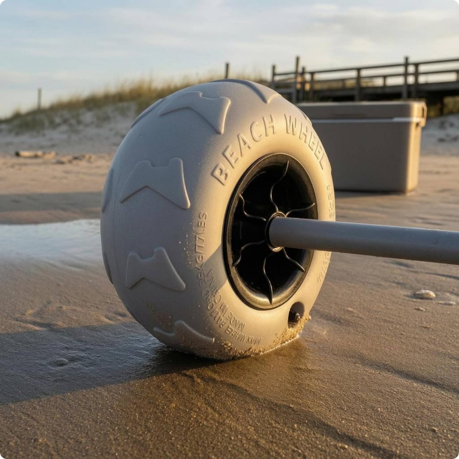 Sharplace Neumático Inflable para Carro Playa Rueda Arena Fácil Instalación Soporte 45kg Patrón Profundo Portátil Adecuado para, 9 Pulgadas, Plateado Brillante, Orificio De 20.5mm